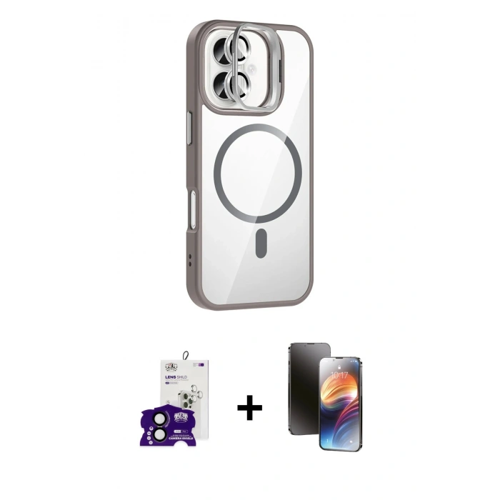 MARSİLYAN™- iPhone 16 Kılıf Yadigar Asil Koleksiyonu - Siyah 3D Antistatik Mat Seramik Nano Ekran Koruyucu + Bilvis Titan Kamera Lens - SH