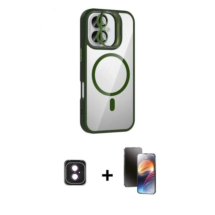 MARSİLYAN™- iPhone 16 Kılıf Yadigar Asil Koleksiyonu - Siyah 3D Antistatik Mat Seramik Nano Ekran Koruyucu + PVD Metal Kamera Lens - PE