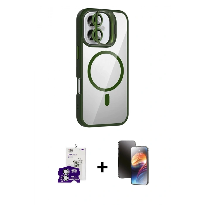 MARSİLYAN™- iPhone 16 Kılıf Yadigar Asil Koleksiyonu - Siyah 3D Antistatik Mat Seramik Nano Ekran Koruyucu + Bilvis Titan Kamera Lens - GS