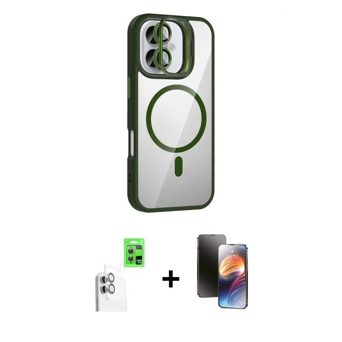 MARSİLYAN™- iPhone 16 Kılıf Yadigar Asil Koleksiyonu - Siyah 3D Antistatik Mat Seramik Nano Ekran Koruyucu + Raze Metal Kamera Lens - BZ