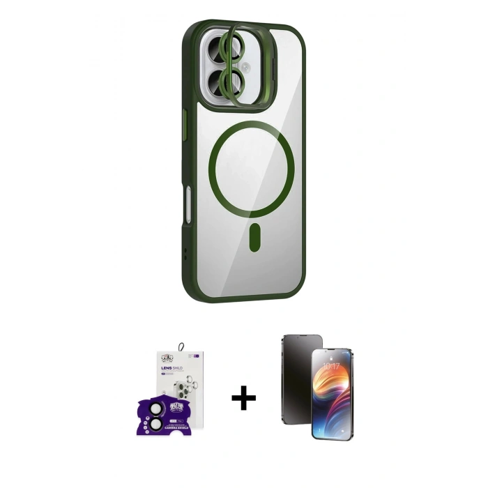 MARSİLYAN™- iPhone 16 Kılıf Yadigar Asil Koleksiyonu - Siyah 3D Antistatik Mat Seramik Nano Ekran Koruyucu + Bilvis Titan Kamera Lens - SH