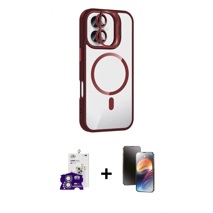 MARSİLYAN™- iPhone 16 Kılıf Yadigar Asil Koleksiyonu - Siyah 3D Antistatik Mat Seramik Nano Ekran Koruyucu + Bilvis Titan Kamera Lens - GS