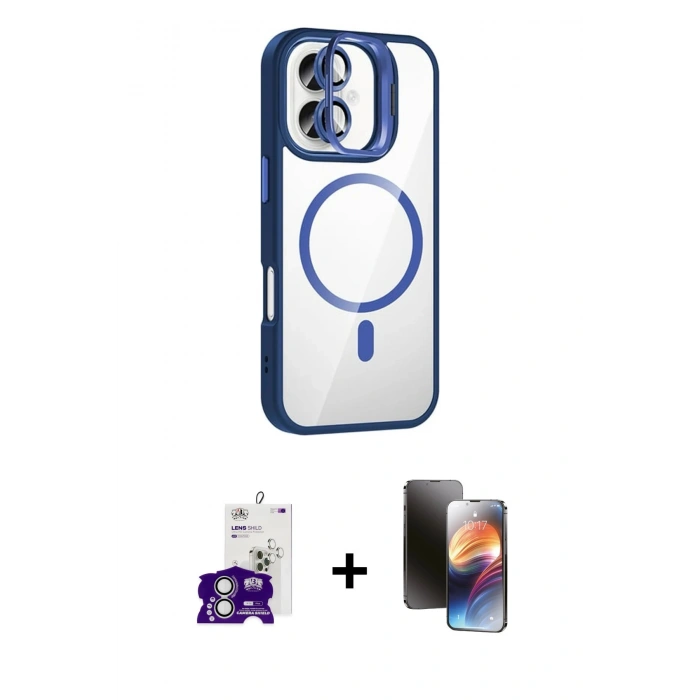 MARSİLYAN™- iPhone 16 Kılıf Yadigar Asil Koleksiyonu - Siyah 3D Antistatik Mat Seramik Nano Ekran Koruyucu + Bilvis Titan Kamera Lens - GS