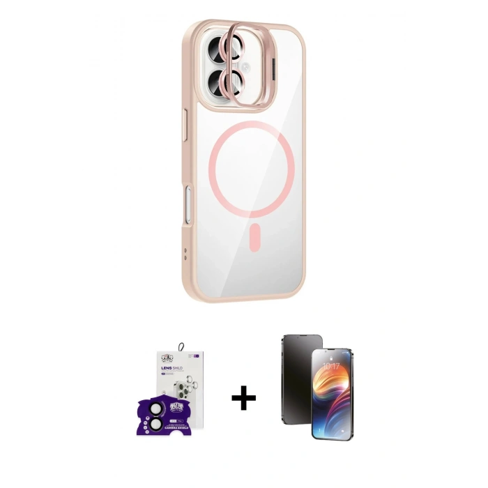 MARSİLYAN™- iPhone 16 Kılıf Yadigar Asil Koleksiyonu - Siyah 3D Antistatik Mat Seramik Nano Ekran Koruyucu + Bilvis Titan Kamera Lens - SH