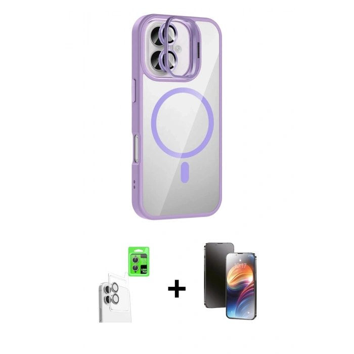 MARSİLYAN™- iPhone 16 Kılıf Yadigar Asil Koleksiyonu - Siyah 3D Antistatik Mat Seramik Nano Ekran Koruyucu + Raze Metal Kamera Lens - BZ