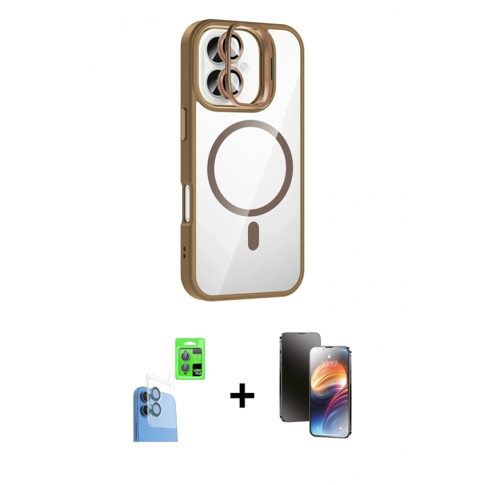 MARSİLYAN™- iPhone 16 Kılıf Yadigar Asil Koleksiyonu - Siyah 3D Antistatik Mat Seramik Nano Ekran Koruyucu + Raze Metal Kamera Lens - LT