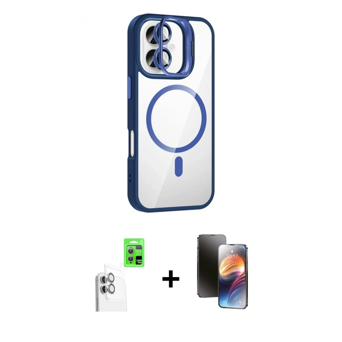 MARSİLYAN™- iPhone 16 Kılıf Yadigar Asil Koleksiyonu - Siyah 3D Antistatik Mat Seramik Nano Ekran Koruyucu + Raze Metal Kamera Lens - BZ