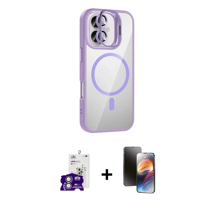 MARSİLYAN™- iPhone 16 Kılıf Yadigar Asil Koleksiyonu - Siyah 3D Antistatik Mat Seramik Nano Ekran Koruyucu + Bilvis Titan Kamera Lens - GS