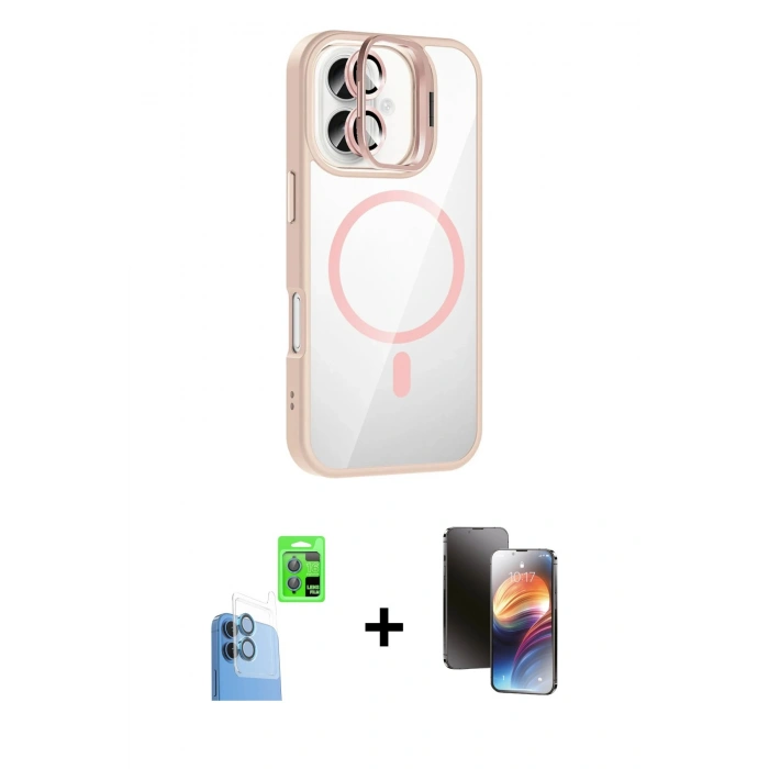 MARSİLYAN™- iPhone 16 Kılıf Yadigar Asil Koleksiyonu - Siyah 3D Antistatik Mat Seramik Nano Ekran Koruyucu + Raze Metal Kamera Lens - LT