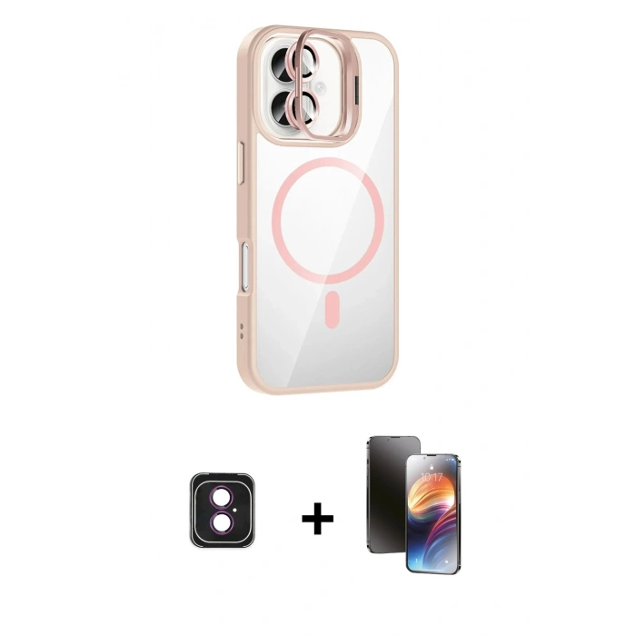 MARSİLYAN™- iPhone 16 Kılıf Yadigar Asil Koleksiyonu - Siyah 3D Antistatik Mat Seramik Nano Ekran Koruyucu + PVD Metal Kamera Lens - PE