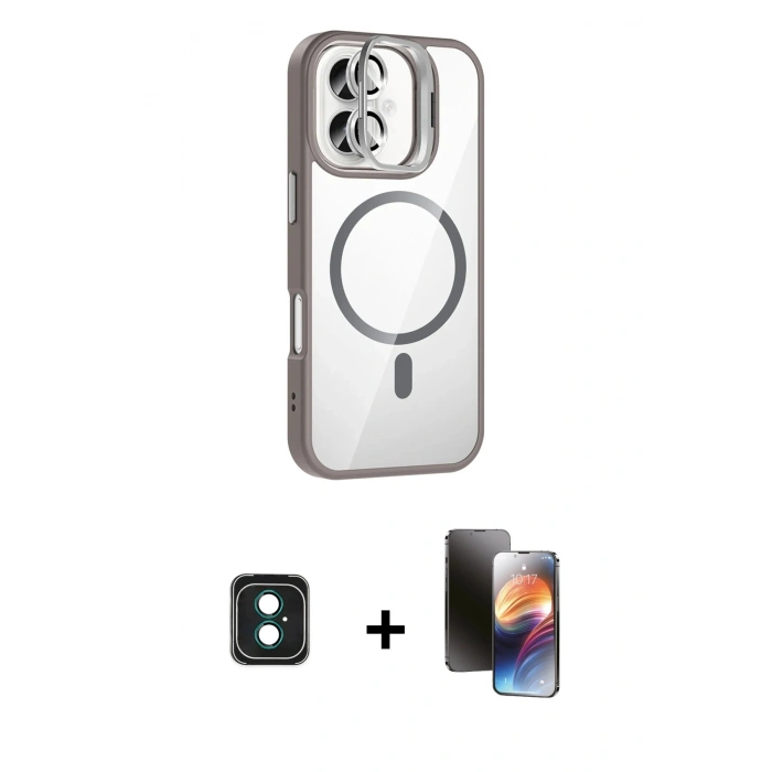 MARSİLYAN™- iPhone 16 Kılıf Yadigar Asil Koleksiyonu - Siyah 3D Antistatik Mat Seramik Nano Ekran Koruyucu + Yeşil PVD Metal Kamera Lens