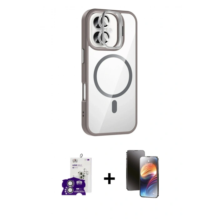MARSİLYAN™- iPhone 16 Kılıf Yadigar Asil Koleksiyonu - Siyah 3D Antistatik Mat Seramik Nano Ekran Koruyucu + Bilvis Titan Kamera Lens - GS
