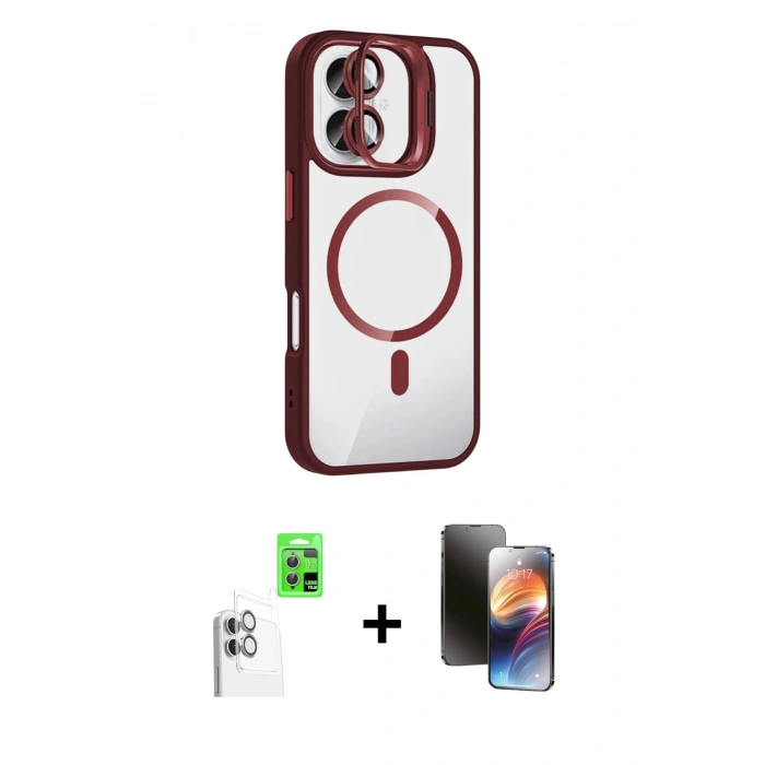 MARSİLYAN™- iPhone 16 Kılıf Yadigar Asil Koleksiyonu - Siyah 3D Antistatik Mat Seramik Nano Ekran Koruyucu + Raze Metal Kamera Lens - BZ