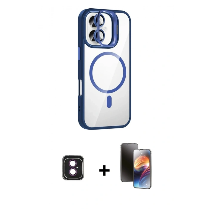 MARSİLYAN™- iPhone 16 Kılıf Yadigar Asil Koleksiyonu - Siyah 3D Antistatik Mat Seramik Nano Ekran Koruyucu + PVD Metal Kamera Lens - PE