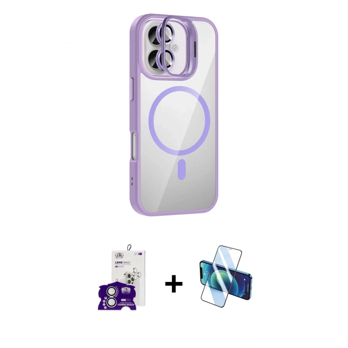 MARSİLYAN™- iPhone 16 Kılıf Yadigar Asil Koleksiyonu - Siyah 3D Antistatik Seramik Nano Ekran Koruyucu + Bilvis Titan Kamera Lens - GS