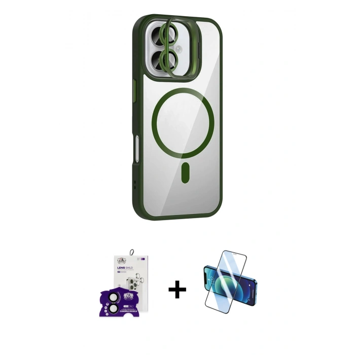 MARSİLYAN™- iPhone 16 Kılıf Yadigar Asil Koleksiyonu - Siyah 3D Antistatik Seramik Nano Ekran Koruyucu + Bilvis Titan Kamera Lens - SH