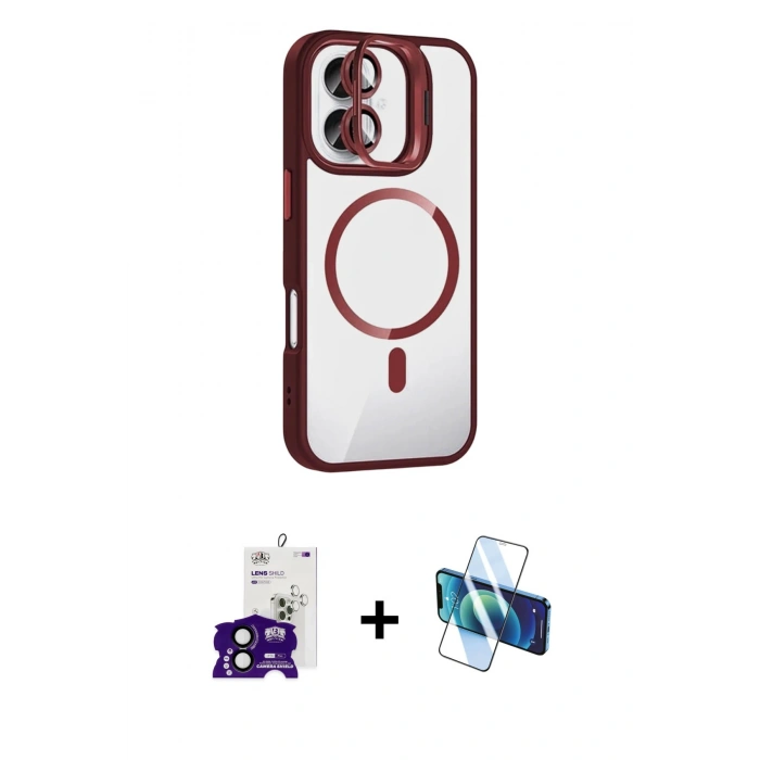 MARSİLYAN™- iPhone 16 Kılıf Yadigar Asil Koleksiyonu - Siyah 3D Antistatik Seramik Nano Ekran Koruyucu + Bilvis Titan Kamera Lens - SH