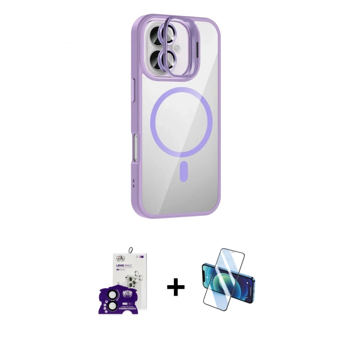 MARSİLYAN™- iPhone 16 Kılıf Yadigar Asil Koleksiyonu - Siyah 3D Antistatik Seramik Nano Ekran Koruyucu + Bilvis Titan Kamera Lens - SH