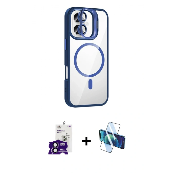 MARSİLYAN™- iPhone 16 Kılıf Yadigar Asil Koleksiyonu - Siyah 3D Antistatik Seramik Nano Ekran Koruyucu + Bilvis Titan Kamera Lens - SH