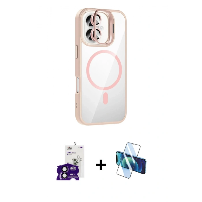 MARSİLYAN™- iPhone 16 Kılıf Yadigar Asil Koleksiyonu - Siyah 3D Antistatik Seramik Nano Ekran Koruyucu + Bilvis Titan Kamera Lens - SH