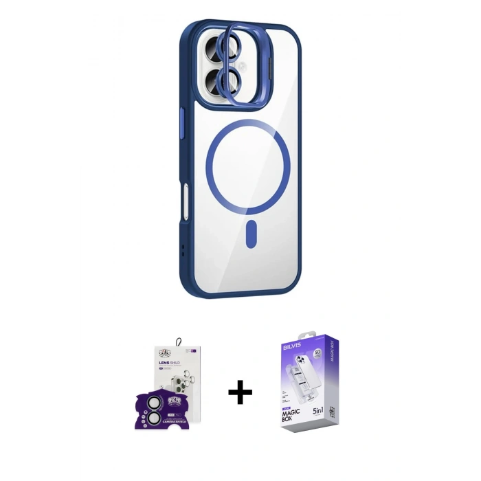 MARSİLYAN™- iPhone 16 Kılıf Yadigar Asil Koleksiyonu - Siyah Bilvis 5in1 3D Magic Cam Ekran Koruyucu + Bilvis Titan Kamera Lens - YL