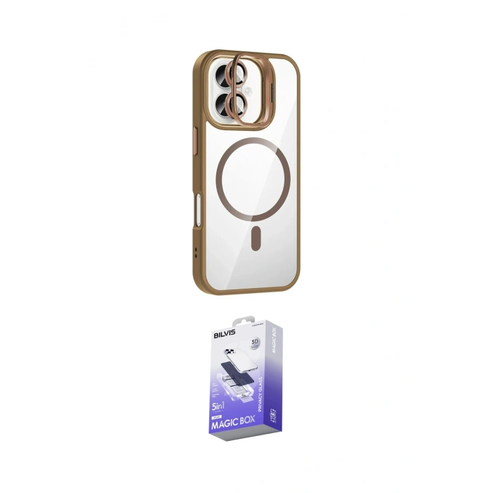 MARSİLYAN™- iPhone 16 Kılıf Yadigar Asil Koleksiyonu - Siyah Bilvis 5in1 5D Magic Hayalet Cam Ekran Koruyucu
