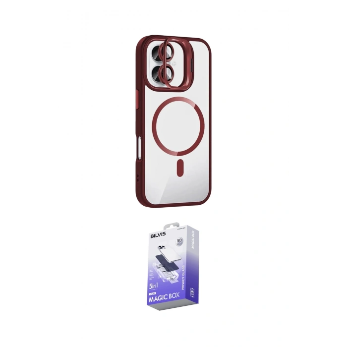 MARSİLYAN™- iPhone 16 Kılıf Yadigar Asil Koleksiyonu - Siyah Bilvis 5in1 5D Magic Hayalet Cam Ekran Koruyucu
