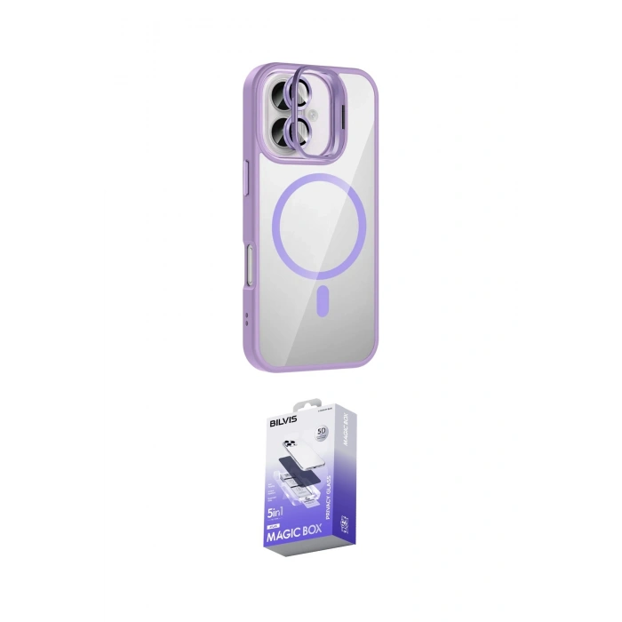 MARSİLYAN™- iPhone 16 Kılıf Yadigar Asil Koleksiyonu - Siyah Bilvis 5in1 5D Magic Hayalet Cam Ekran Koruyucu