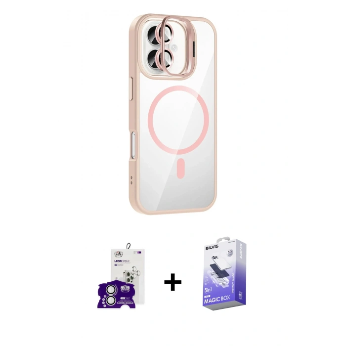 MARSİLYAN™- iPhone 16 Kılıf Yadigar Asil Koleksiyonu - Siyah Bilvis 5in1 5D Magic Hayalet Cam Ekran Koruyucu + Bilvis Titan Kamera Lens - GS