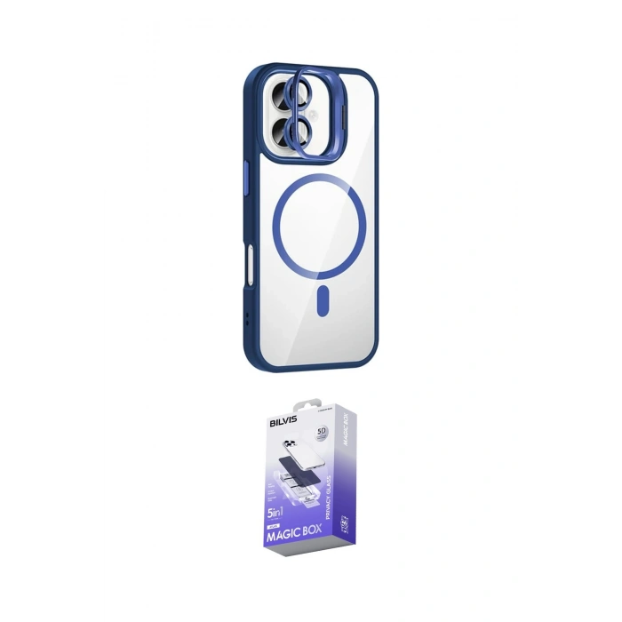 MARSİLYAN™- iPhone 16 Kılıf Yadigar Asil Koleksiyonu - Siyah Bilvis 5in1 5D Magic Hayalet Cam Ekran Koruyucu