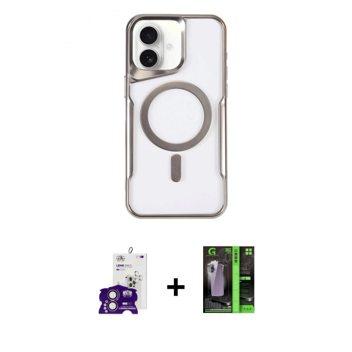 MARSİLYAN™- iPhone 16 Kılıf Yadigar Klasik Özel Seri - Şeffaf 360 Full Body Arka Koruyucu + Bilvis Titan Kamera Lens - PE