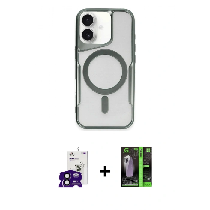 MARSİLYAN™- iPhone 16 Kılıf Yadigar Klasik Özel Seri - Şeffaf 360 Full Body Arka Koruyucu + Bilvis Titan Kamera Lens - SH