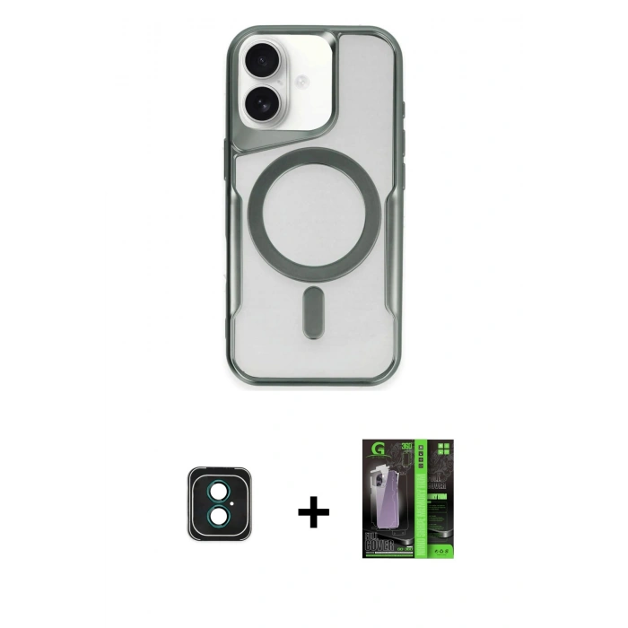 MARSİLYAN™- iPhone 16 Kılıf Yadigar Klasik Özel Seri - Şeffaf 360 Full Body Arka Koruyucu + PVD Metal Kamera Lens - YL
