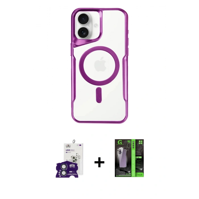 MARSİLYAN™- iPhone 16 Kılıf Yadigar Klasik Özel Seri - Şeffaf 360 Full Body Arka Koruyucu + Bilvis Titan Kamera Lens - YL