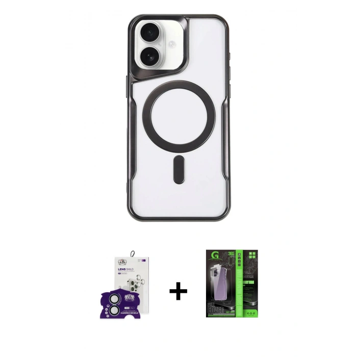 MARSİLYAN™- iPhone 16 Kılıf Yadigar Klasik Özel Seri - Şeffaf 360 Full Body Arka Koruyucu + Bilvis Titan Kamera Lens - YL