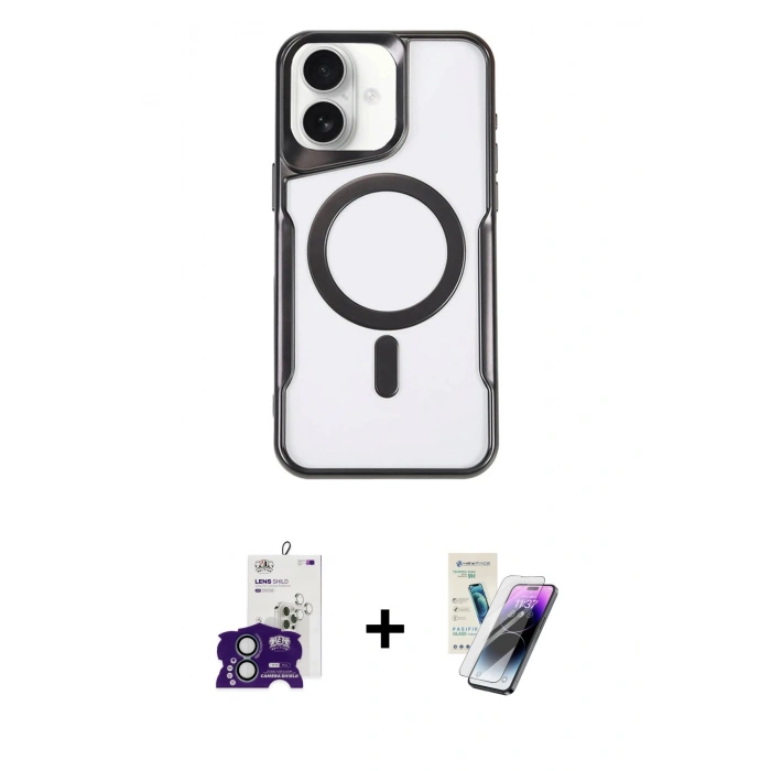 MARSİLYAN™- iPhone 16 Kılıf Yadigar Klasik Özel Seri - Şeffaf Pasifik Cam Ekran Koruyucu + Bilvis Titan Kamera Lens - YL