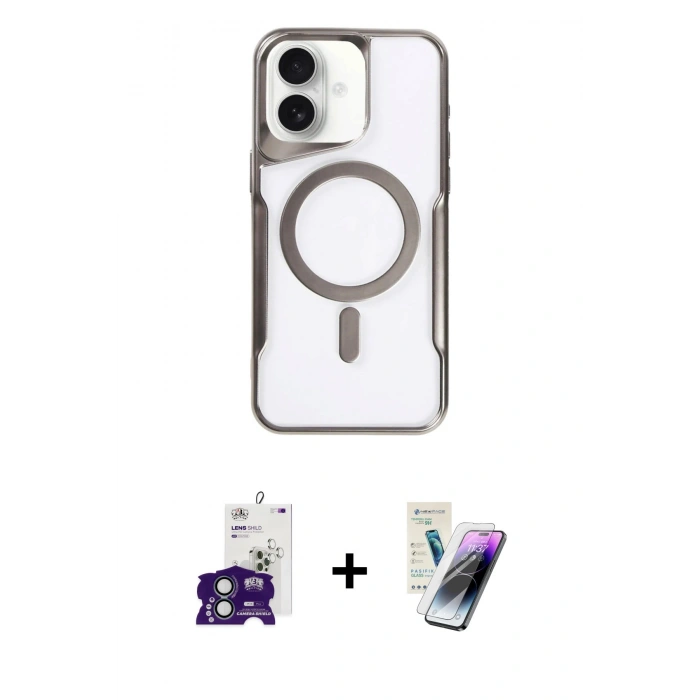 MARSİLYAN™- iPhone 16 Kılıf Yadigar Klasik Özel Seri - Şeffaf Pasifik Cam Ekran Koruyucu + Bilvis Titan Kamera Lens - YL