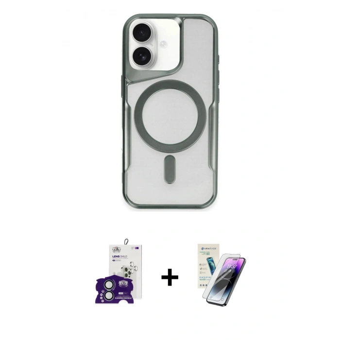 MARSİLYAN™- iPhone 16 Kılıf Yadigar Klasik Özel Seri - Şeffaf Pasifik Cam Ekran Koruyucu + Bilvis Titan Kamera Lens - YL