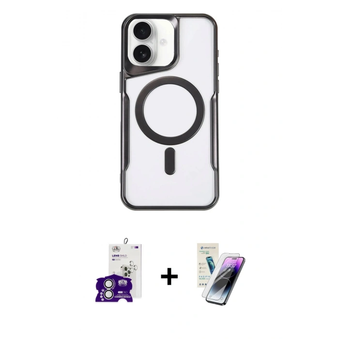 MARSİLYAN™- iPhone 16 Kılıf Yadigar Klasik Özel Seri - Şeffaf Pasifik Cam Ekran Koruyucu + Bilvis Titan Kamera Lens - GS