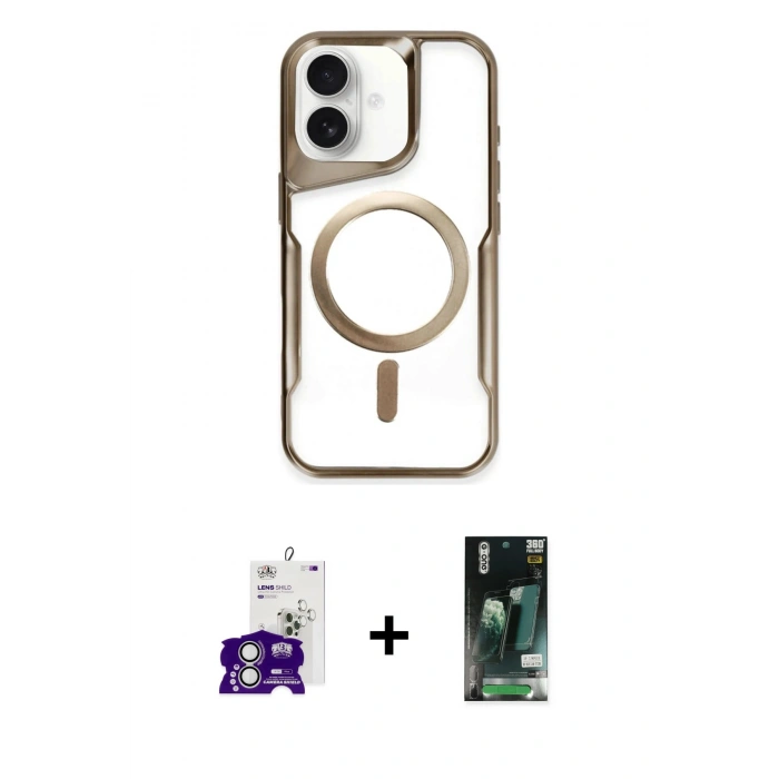 MARSİLYAN™- iPhone 16 Kılıf Yadigar Klasik Özel Seri - Siyah 360 Mat Full Body Arka Koruyucu + Bilvis Titan Kamera Lens - GS