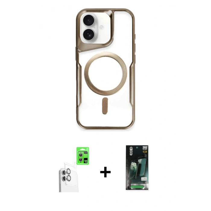 MARSİLYAN™- iPhone 16 Kılıf Yadigar Klasik Özel Seri - Siyah 360 Mat Full Body Arka Koruyucu + Raze Metal Kamera Lens - BZ