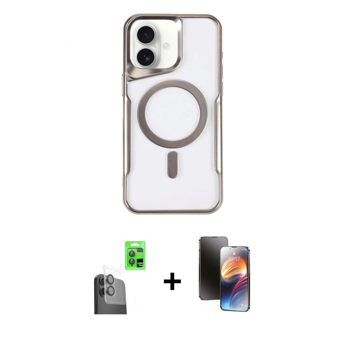 MARSİLYAN™- iPhone 16 Kılıf Yadigar Klasik Özel Seri - Siyah 3D Antistatik Mat Seramik Nano Ekran Koruyucu + Raze Metal Kamera Lens - SH