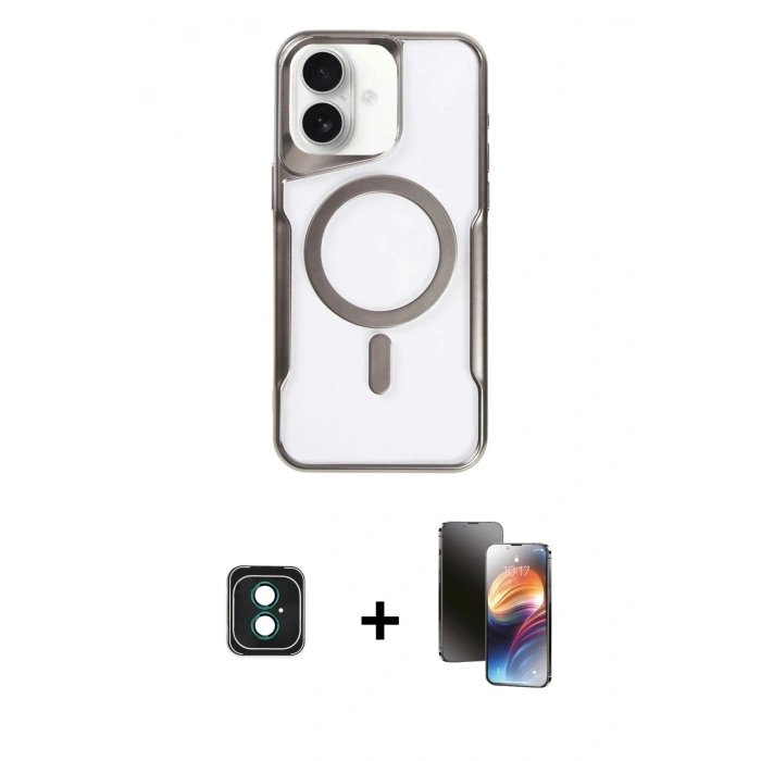 MARSİLYAN™- iPhone 16 Kılıf Yadigar Klasik Özel Seri - Siyah 3D Antistatik Mat Seramik Nano Ekran Koruyucu + Yeşil PVD Metal Kamera Lens