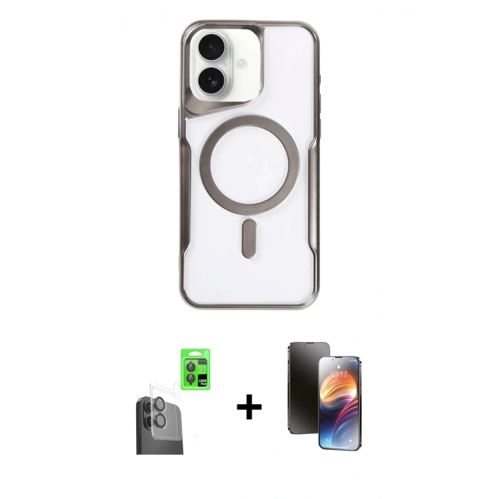 MARSİLYAN™- iPhone 16 Kılıf Yadigar Klasik Özel Seri - Siyah 3D Antistatik Mat Seramik Nano Ekran Koruyucu + Raze Metal Kamera Lens - SH