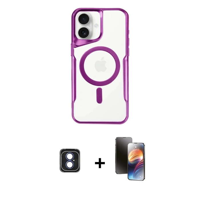 MARSİLYAN™- iPhone 16 Kılıf Yadigar Klasik Özel Seri - Siyah 3D Antistatik Mat Seramik Nano Ekran Koruyucu + PVD Metal Kamera Lens - MI