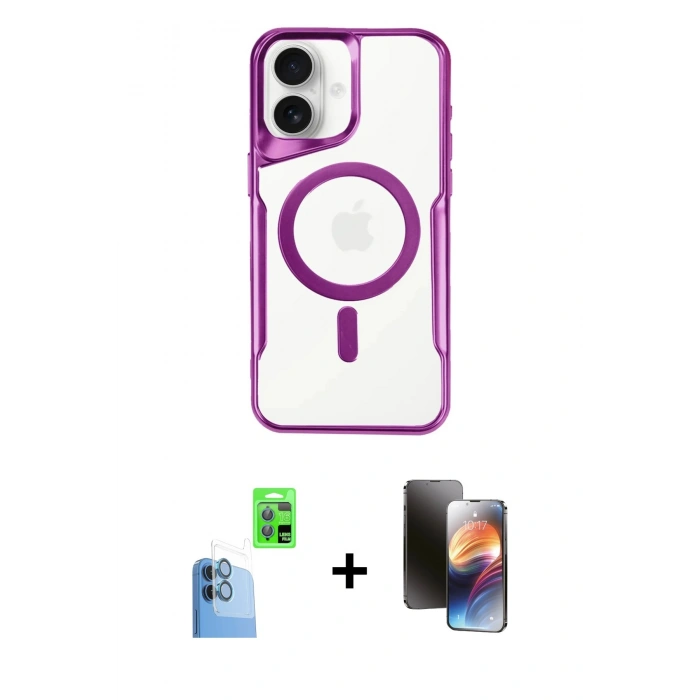 MARSİLYAN™- iPhone 16 Kılıf Yadigar Klasik Özel Seri - Siyah 3D Antistatik Mat Seramik Nano Ekran Koruyucu + Raze Metal Kamera Lens - LT