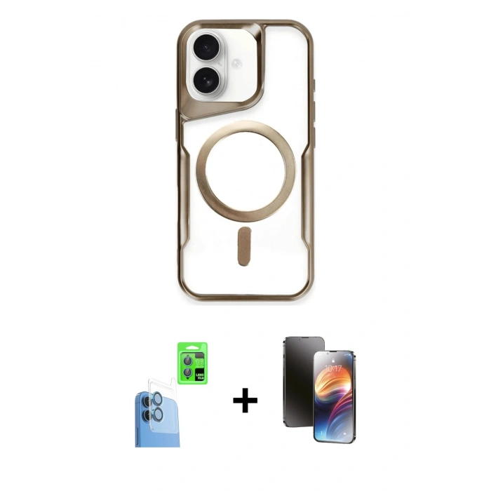 MARSİLYAN™- iPhone 16 Kılıf Yadigar Klasik Özel Seri - Siyah 3D Antistatik Mat Seramik Nano Ekran Koruyucu + Raze Metal Kamera Lens - LT