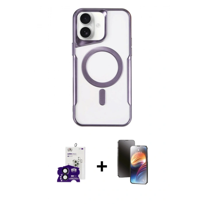 MARSİLYAN™- iPhone 16 Kılıf Yadigar Klasik Özel Seri - Siyah 3D Antistatik Mat Seramik Nano Ekran Koruyucu + Bilvis Titan Kamera Lens - SH