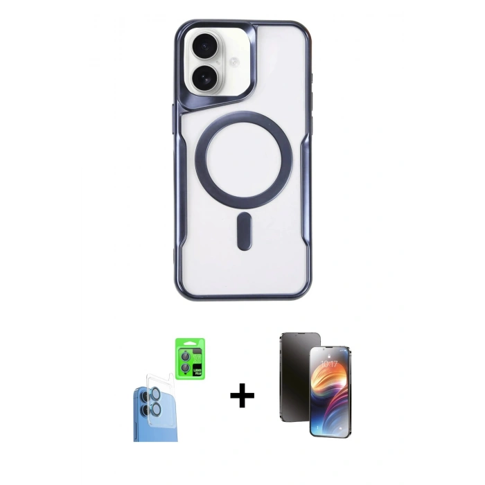MARSİLYAN™- iPhone 16 Kılıf Yadigar Klasik Özel Seri - Siyah 3D Antistatik Mat Seramik Nano Ekran Koruyucu + Raze Metal Kamera Lens - LT