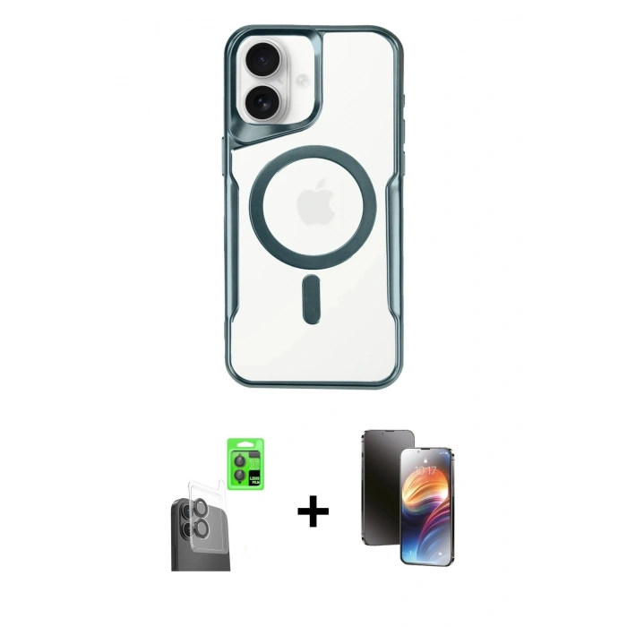 MARSİLYAN™- iPhone 16 Kılıf Yadigar Klasik Özel Seri - Siyah 3D Antistatik Mat Seramik Nano Ekran Koruyucu + Raze Metal Kamera Lens - SH
